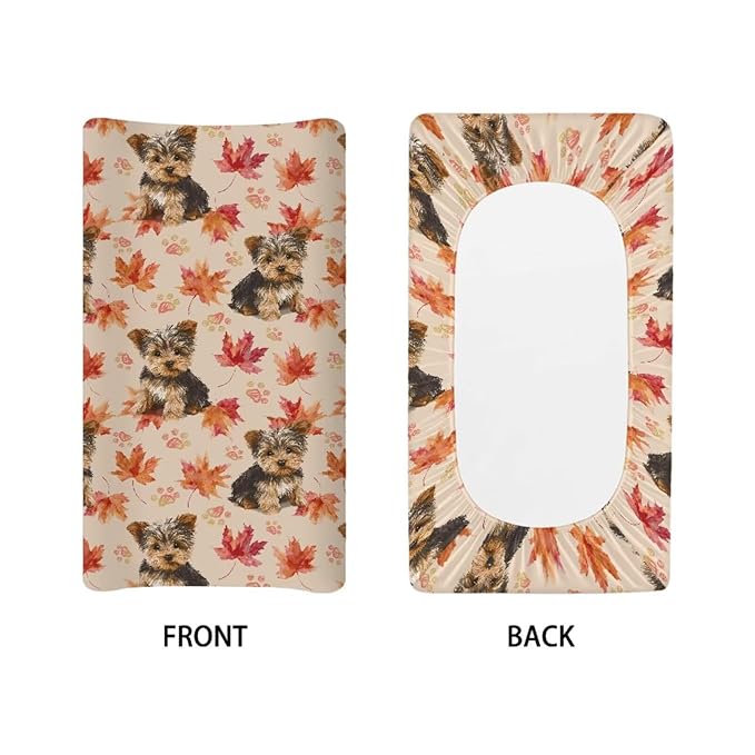 Maple Schnauzer Changing Pad Cover for Baby Easy to Install Baby Diaper Change Table Pad Covers Waterproof Changing Pads Liners for Newborn Gift for Friends