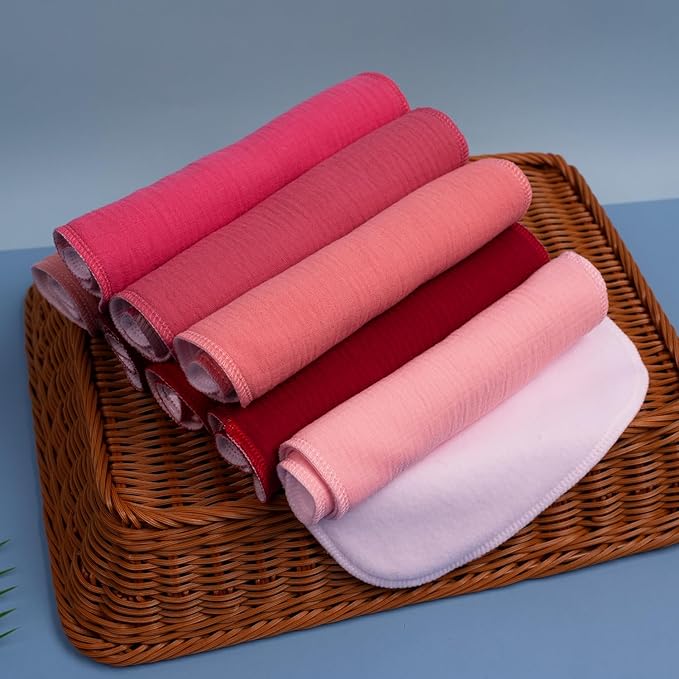 Maiwa 8 Pack Muslin Burp Cloths Baby Boy & Girl Soft Absorbent Burping Cloths for Babies, Newborn Spit Up Rags, Infant Towels, Unisex,Large 18.5" x 8.6" (Multicolour 01)