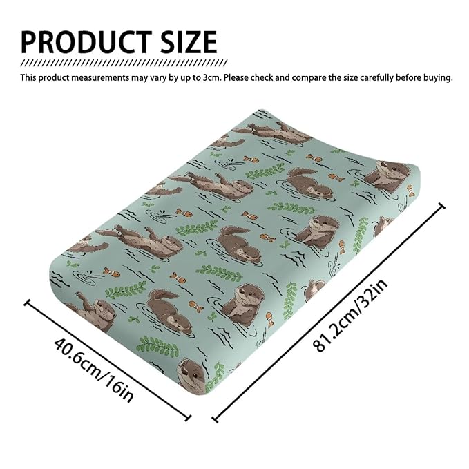 Otter Baby Changing Pad Cover Neutral Fish Changing Pad Sheets Newborn Infant Changing Table Covers Toddler Diaper Changing Mat Leaf