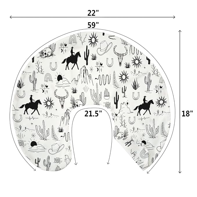 Western Cowboy Baby Nursing Pillow Covers for Boy Girl Wild West Cactus Mountain Snake Cattle Skull Sun Nursing Pillow Slipcovers for Breastfeeding Pillows Desert Adventure Soft Stretchy Cover