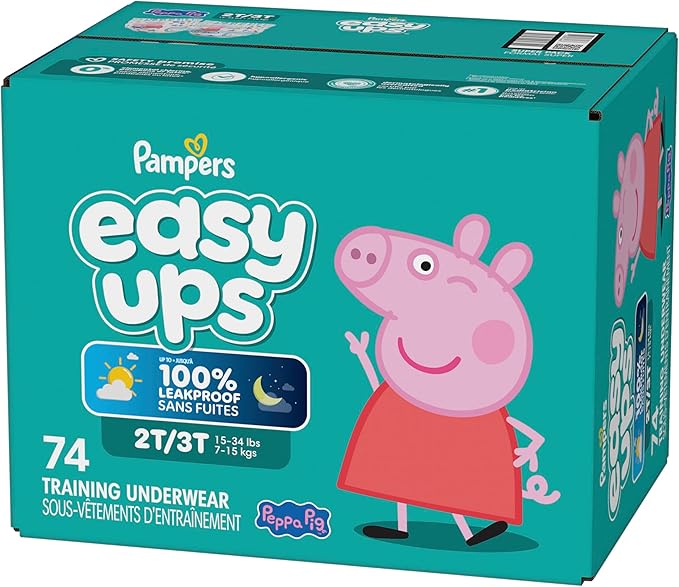 Pampers Training Pants - Easy Ups Girls & Boys - Size 2T-3T, 74 Count, Peppa Pig Potty Underwear (Packaging May Vary)