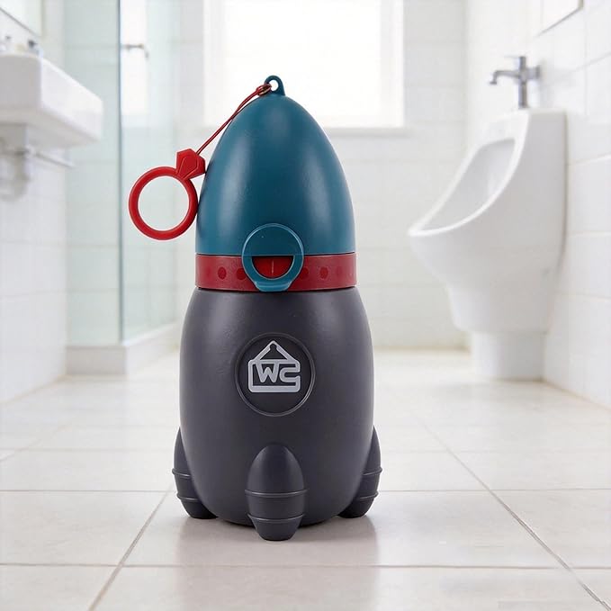 Lightweight Portable Urinal for Kids-Rocket Toy Design Emergency Potty for Toddler, Easy to Carry Travel Potties for Car Camping, Leak-Proof Children Urinal Potty Training Aid (Deep Blue)