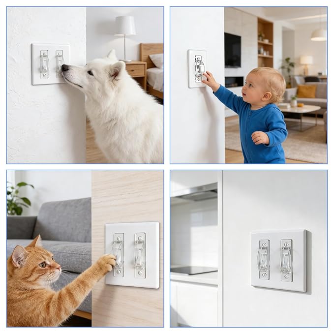 Light Switch Cover Guard, 2 Pack Clear Light Switch Lock, Light Switch Guard, Child Proof Light Switch Cover, Prevent Accidental ON/Off from Kids, Pets, Bumps,Includes Screws