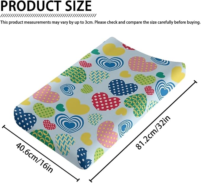 Heart Valentine Changing Table Cover Valentine Decor Comfy Cozy Sheet Crib Mat Waterproof Changing Pad Cover for Baby Breathable Stretchy Universal Tray Table Mat