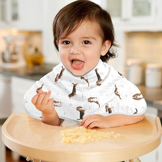 Basset Hound Dog Pattern Muslin Burp Cloths for Baby 1 Pack Soft 100% Cotton Baby Washcloths Bibs for Boy Girl