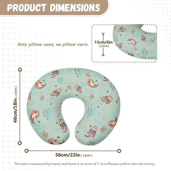 Starfish Otter Baby Breastfeeding Pillow Slipcover for Boys & Girls Soft Comfortable Nursing Pillow Support Cover with Hidden Zipper for Home Nursery Room Sofa Decor