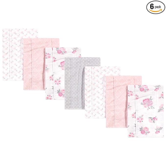 Hudson Baby Unisex Baby Cotton Flannel Burp Cloths, Pink Floral, One Size