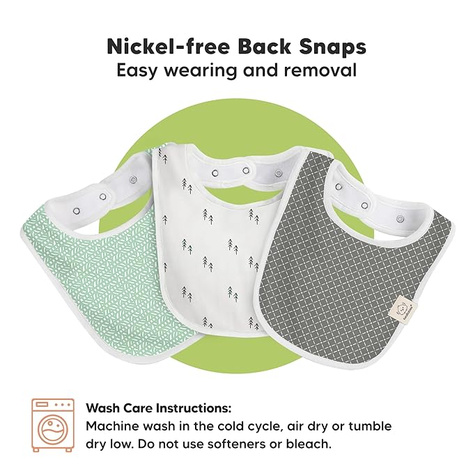 8-Pack Organic Baby Bibs for Boys, Girls - Soft Cotton Drooling and Teething Bibs for Baby Girl & Boy, Extra Absorbent, Easy to Clean & Put On for Toddler, Newborn, Infant 0-24 Months (Nordic)