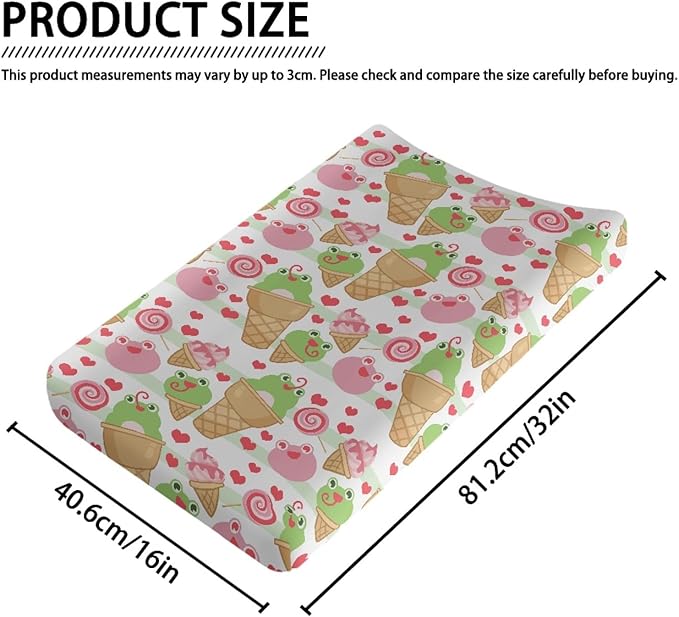 GOSTONG Frog Ice Cream Printed Baby Changing Pad Covers for Girls and Boys Comfortable Machine Washable Elastic Diaper Table Cover Baby Home Gifts