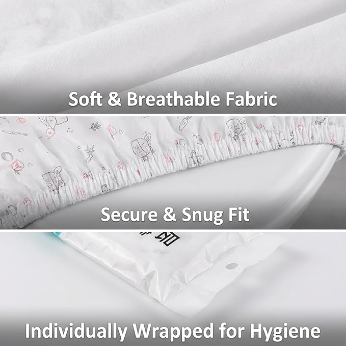RAINFLOW Portable Toilet Mat - Disposable Toilet Seat Cover Waterproof Non-Woven Fabric Printed Individually Wrapped for travel,Hotel,Hospital and Public Toilet(15Pcs)