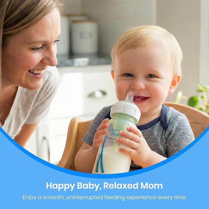 Sippy Spout Nipple Replacements Compatible with Dr. Brown’s Wide-Neck Bottles, Ultra-Soft, Leak-Proof Transition Spout, Food Grade Silicone, 6m+, 6-Pack