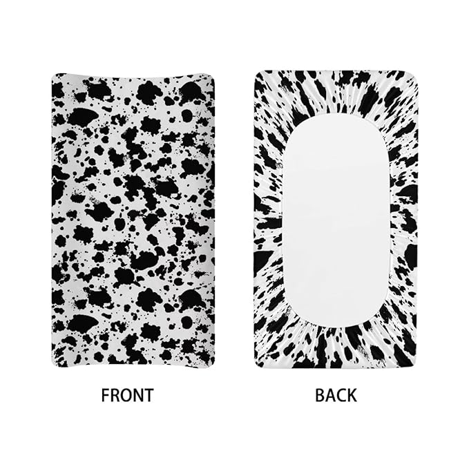 Black Cow Print Changing Pad Cover for Baby Washable Diaper Change Table Pad Covers Waterproof Changing Pads Liners 16 * 32 Inch Nursery Decor