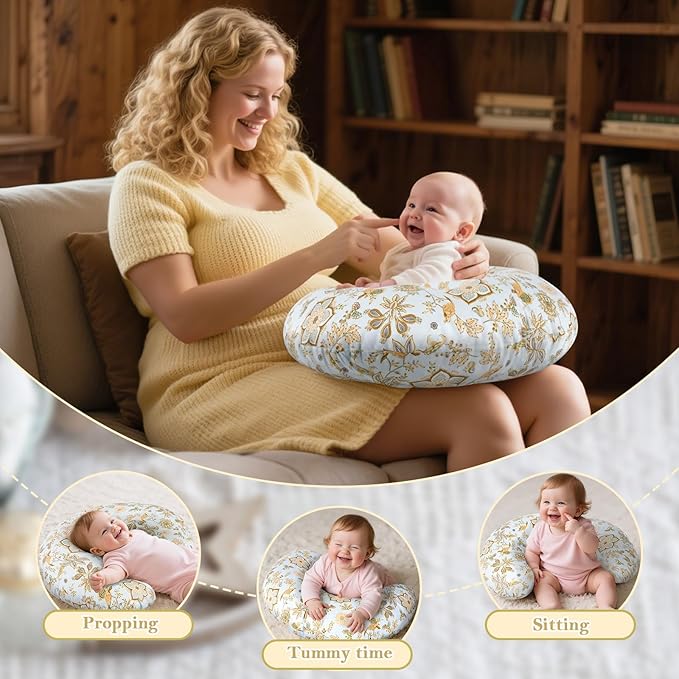 Nursing Pillow & Breastfeeding Pillow – Ergonomic C-Shape for Breastfeeding & Bottle Feeding, Standard Size Breathable with Washable Cover, Hypoallergenic,Tummy Time & Sitting Support (0-12Months)