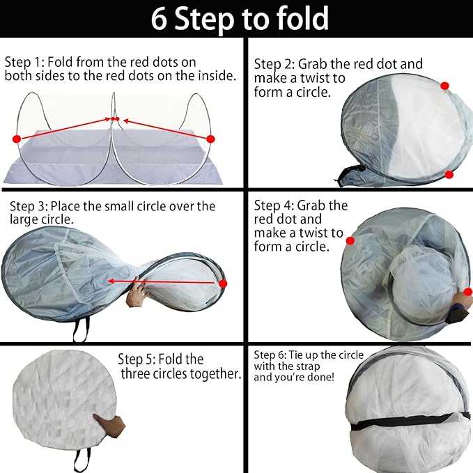 CMINGJ Foldable Mosquito Net Tent Portable Mosquito Net Pop-Up Travel Mosquito Net for Bed Free Installation-Suitable for Baby Adults Bedroom, Camping, nap, Patio (Large-Side Zipper(White net))