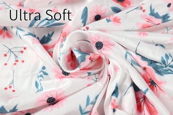 Nursing Pillow Cover Set 3 Pack Nursing Pillow Slipcovers for Moms Breastfeeding Moms, Ultra-Soft Stretchy Fit Standard Nursing Pillows Floral,Grey Rabbit & Pink