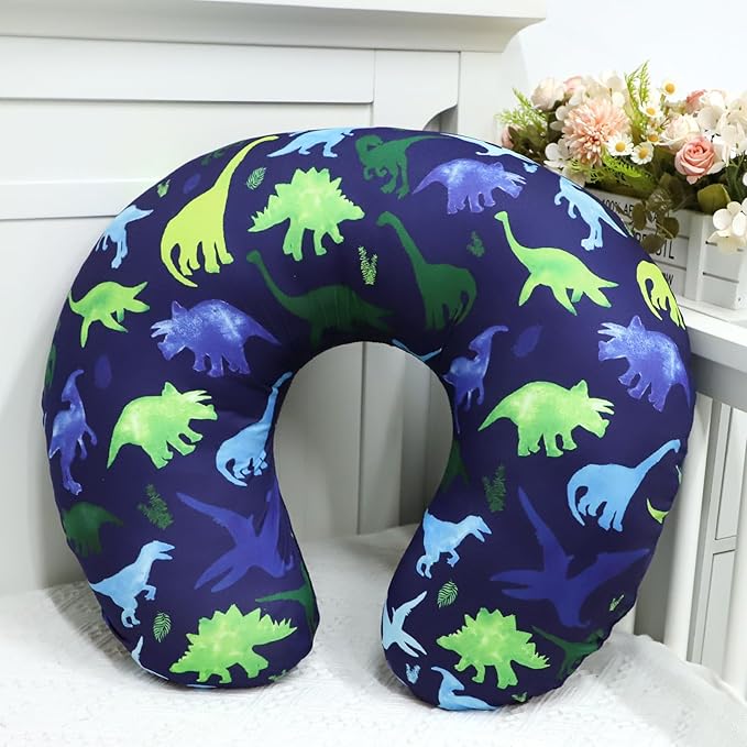Nursing Cover 1 Pack, Stretchy Removable Breastfeeding Pillow Cover, Ultra Soft Snug Fits On Newborn Feeding Pillow Case for Baby Girls/Boys, Dinosaur