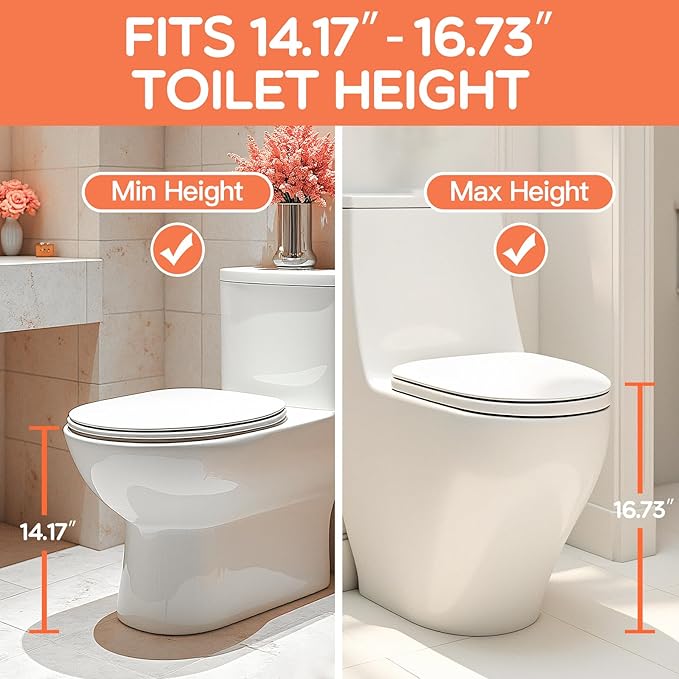 Potty Training Seat with Step Stool Ladder, Toddler Toilet Seat for Boys Girls, Adjustable 6 Heights Fits Round & Elongated Toilets, Anti-Slip Pads & Leak-Proof Guard