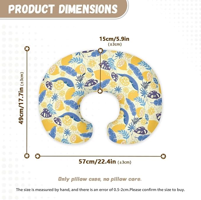 Lemon Nursing Pillow Cases 1 Pack for Breastfeeding Pillow Nursing Covers Pillow Slipcover Pillowcase Soft Fabric Fits Snug On Infant Feeding Cushion Cover Pillow Not Included