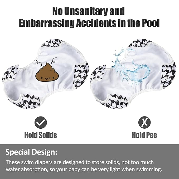 wegreeco Baby & Toddler Snap One Size Adjustable Reusable Baby Swim Diaper (Houndstooth, Large, 3 Pack)