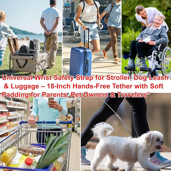 Baby Stroller Safety Wrist Straps Anti-Wearing and Anti-Lost Wrist Leash for Stroller, Universal for Most Baby Carriages, Short Leash for Dog Security, 18 Inch