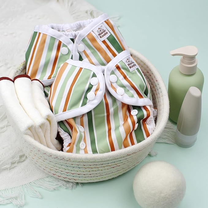 Mama Koala Reusable Adjustable Cloth Diaper Covers with Double Gusset for Girls and Boys, Snap Closure, Size S (Vibrant Mush-S)