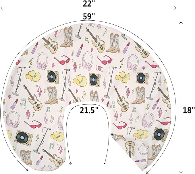 Pink Western Cowgirl Disco Nursing Pillow Covers for Girl Retro Cowgirls Music Star Era Nursery Slipcovers for Breastfeeding Pillows Wild West Desert Soft Stretchy Removable Cover for Newborn Infant