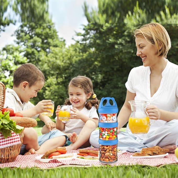 BeneLabel Snack Jars 3-Piece BPA Free Stackable Containers - Twist Lock,.fit Perfectly for Formula, Milk, Protein Powder, Snacks - (Blue, 28oz) stranded and added a bone slice.