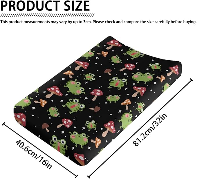 GOSTONG Mushroom Frog Baby Changing Table Cover for Toddlers Removable Soft Breathable Stretchy Diaper Changing Pad Sheets, Newborn Washable Changing Mat Covers