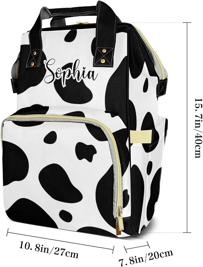 Cow Sports Pattern Diaper Bag Backpack Multifunction Bags with Changing Pad Unisex Stylish Travel Back Pack Nappy Custom Bag for Moms Dads