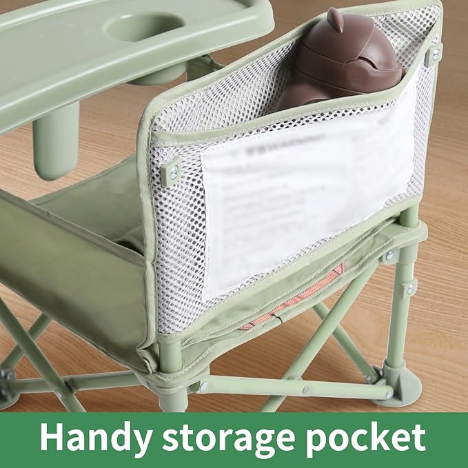 New Portable Travel Booster Seat with Tray|Foldable Infant Seat Booster Dining Chair|Great for Camping, Beach, Lawn|Toddler, Child Camping Chair 6 Months - 3 Years Old (Green)