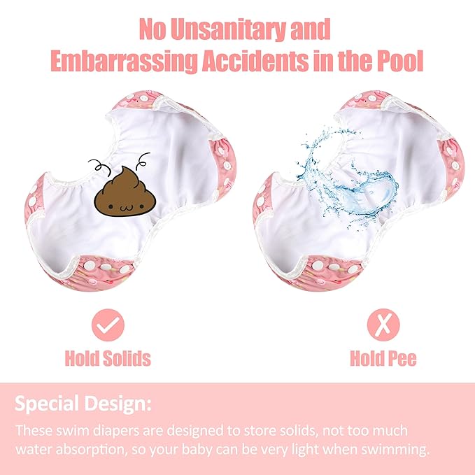 wegreeco Baby & Toddler Snap One Size Adjustable Reusable Baby Swim Diaper (Yellow Ducks, Large, 3 Pack)