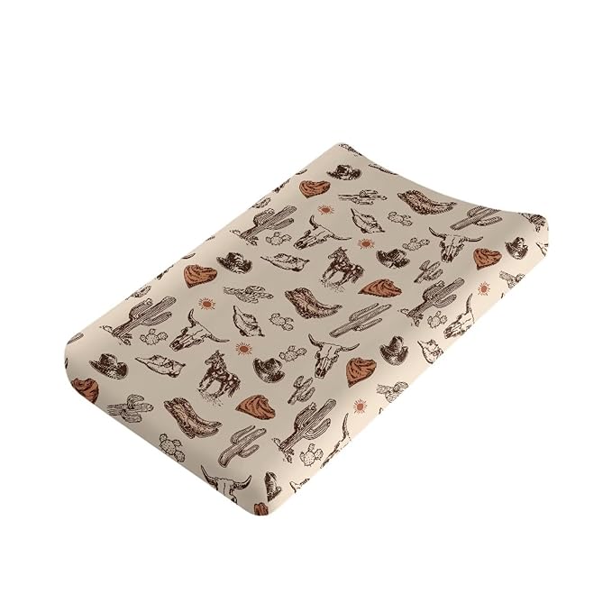 Western Diaper Changing Pad Cover Cowboy Horse Diaper Changing Pad Cover Cow 32''*16'' Changing Table Cover Cactus Breathable Soft Changing Pad -Cover