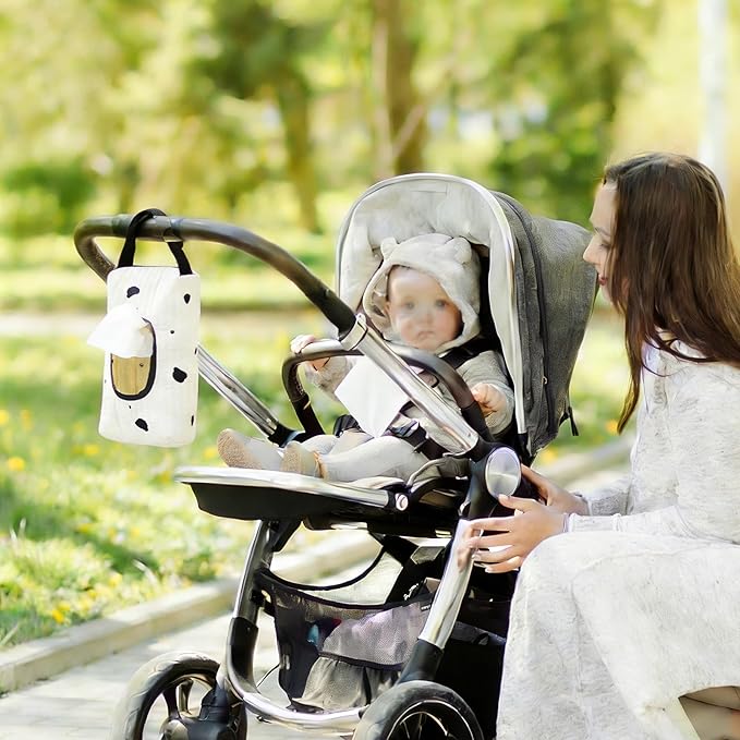 Quilted Baby Wipe Holder Floral Diaper Pouch Portable Quilted Wipes Bag for Car, Stroller