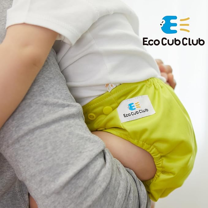 Reusable Washable Cloth Diapers 6pcs for Baby Shower,Leak-Proof Double Gussets Quick-Dry AWJ Lining,12 Soft Fleece Inserts & 2 Wet Bags,Packed in Durable Travel Handbag&Key Chain-G-04-A
