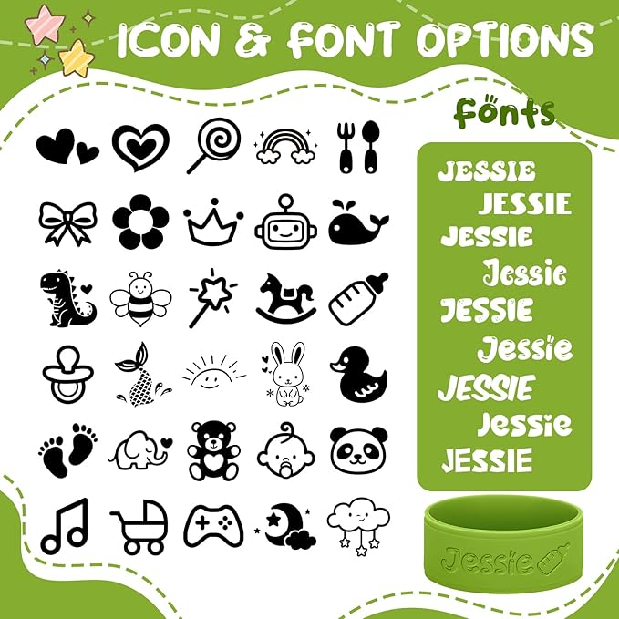Personalized Baby Bottle Labels for Daycare Custom Engraved Silicone Bands with Name Logo Reusable Personalized Name Labels for Daycare Kindergarten School Summer Camps