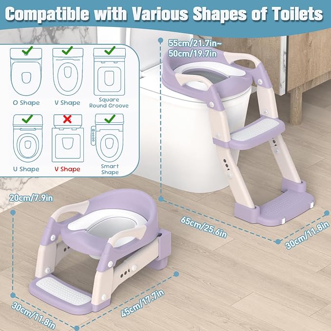 Potty Training Seat, Toddler Potty Training Toilet with Step Stool Ladder for Kids Boys Girls, 3 in 1 Foldable Toilet Seat Potty Chair with Urinals, Splash Guard, Handles, Anti-Slip Pad,Green