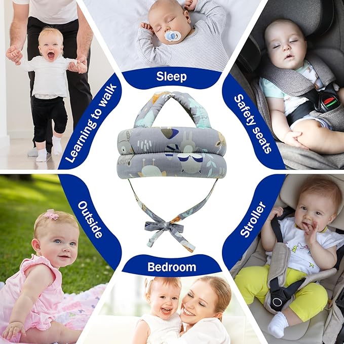 Baby Safety Helmet Baby Head Protector No Bumps for Running Walking Crawling, Safety Head Adjustable Protective Cap Headguard Hat