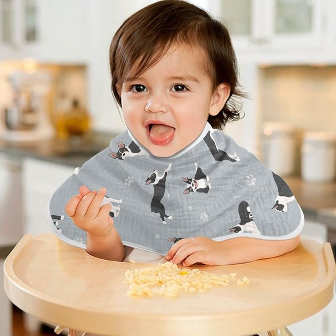 Boston Terrier Dog Do Yoga Muslin Burp Cloths for Baby 2 Pack 100% Cotton Baby Washcloths Bibs for Boy Girl