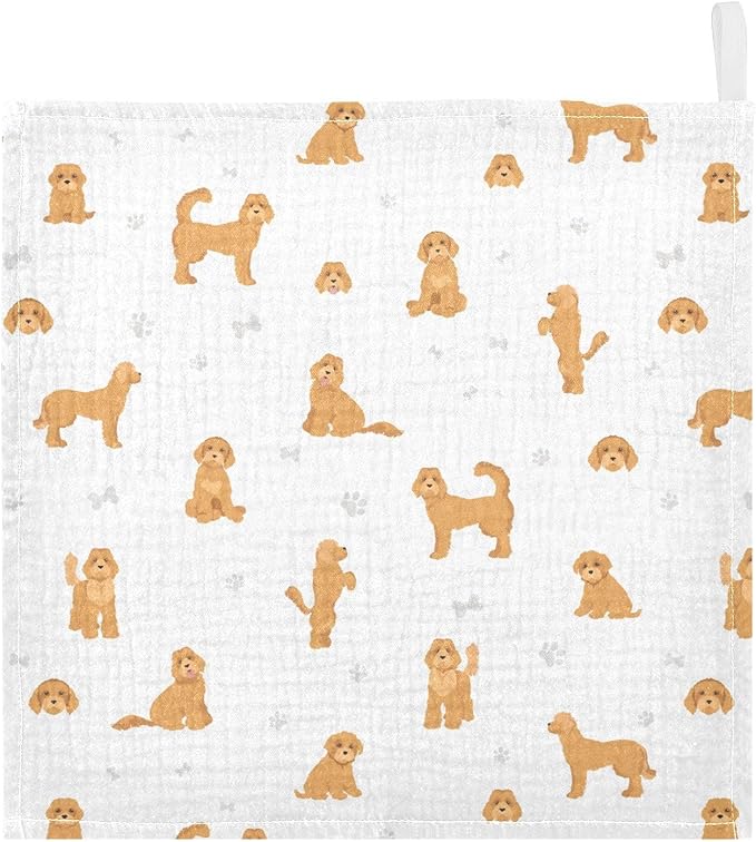 vvfelixl Baby Cotton Washcloths Labradoodle Dog Infants Bath Towel for Unisex Puppy Face Towels for Newborn, Natural Baby Wipes Delicate Skin, 11.8 X 11.8 inch, one sizex5