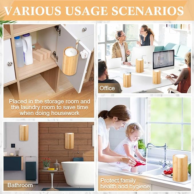 SiliFine Bamboo Wipes Dispenser Container, Disinfectant Wall Mounted Disinfectant Wipes Holder Decorative Bamboo Kitchen Organizer for Bathroom Office Classroom Countertop Home