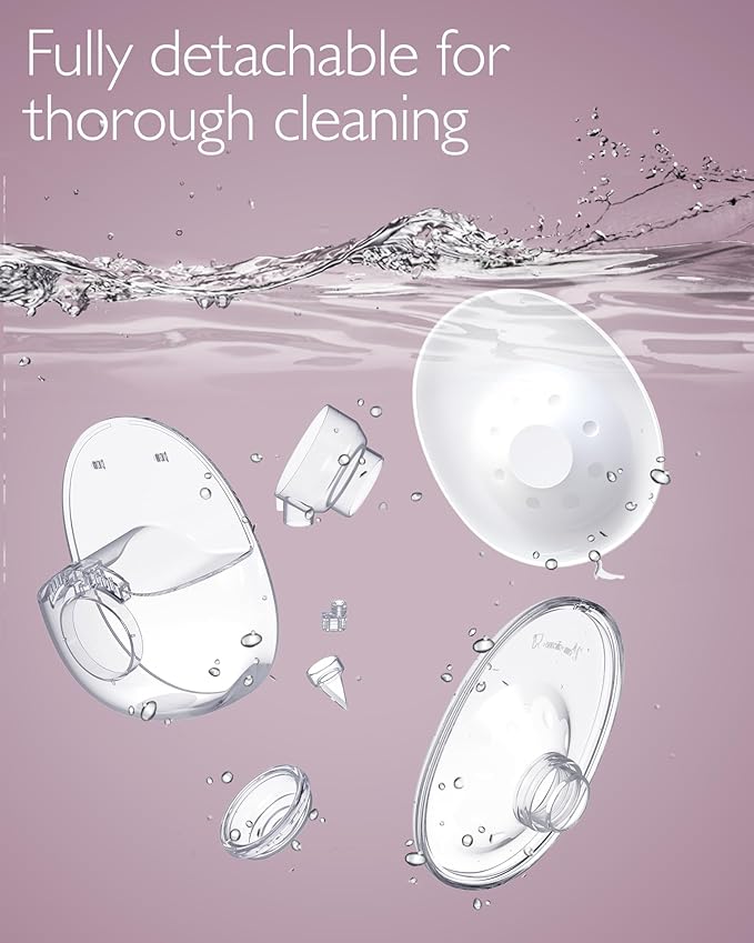 Wearable Breast Pump Hands Free, 4 Modes & 12 Suction Levels, Painless 300mmHg Suction Portable Electric Pump, Adjustable Flanges 19/21/24mm for Working Moms & On-The-Go Pumping, 2 Pack Purple