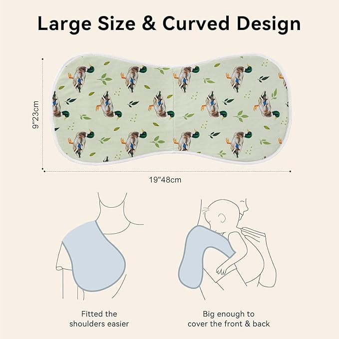 4 Pack Mallard Duck Baby Burp Cloths for Boy Girl, Duck Hunting Muslin Burp Cloths Soft Absorbent Mallard Nursery Decor Unisex Baby Burping rag Newborn, 19 x 9 Inches