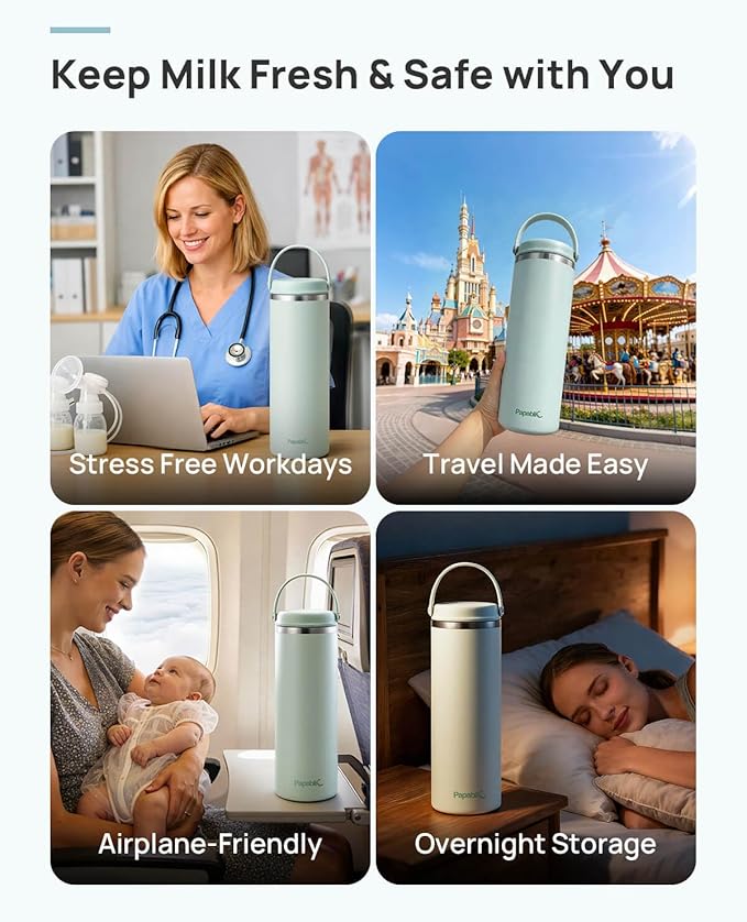 Papablic Innovative 360ยฐ CapsuleChill Breastmilk Cooler for 36H Safe Storage