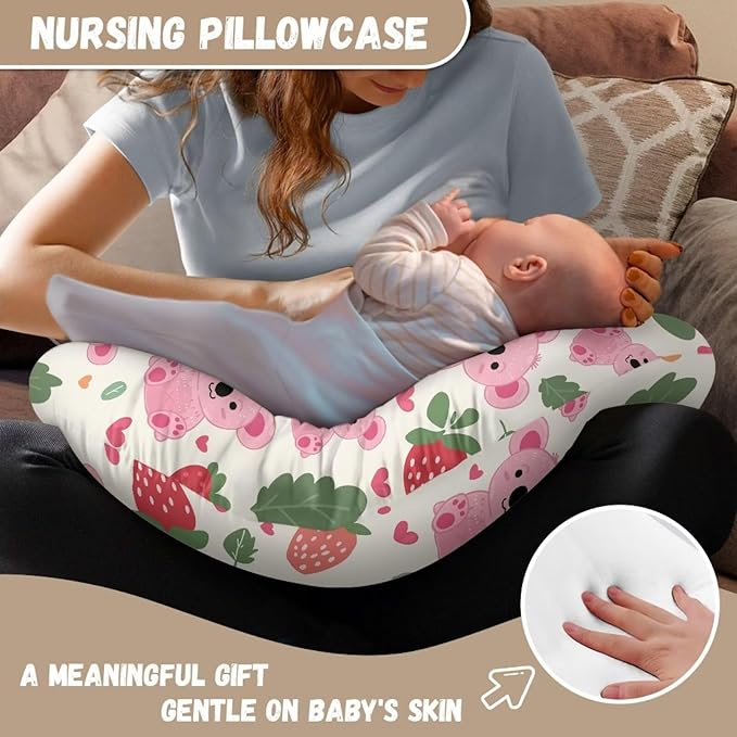 Strawberry Koala Nursing Pillow Cover for Newborn Feeding Pillow Cover U-Shaped Breastfeeding Pillow Case Hidden Zipper Design Soft and Skin-Friendly Xmas Decor
