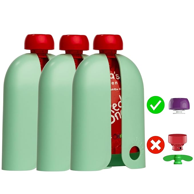 Kindertrekk™ The Swedish Squeeze Pouch Holder - 3pack | The Baby Product You Didn't Know You were Missing | Enjoy a Snack on The Go | No More Messy Clean-ups | Fits Most Squeeze Pouches | Age 9month+