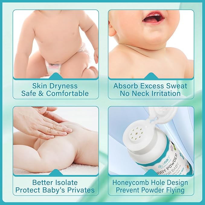 Baby Body Powder | Cornstarch + Lavender Pollen Formula, Gentle Care & Rash Prevention, Talc-Free, Soothing & Moisture-Absorbing, Newborn Essential, Suitable for Sensitive Skin, 100g/3.5oz (1pack)