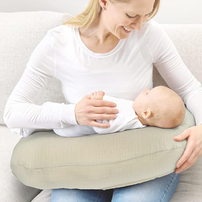 Ultra Soft Muslin Nursing Pillow Cover,Organic Cotton Nursing Cover for Breastfeeding, Fits Original Nursing Supports (Beige)