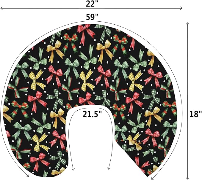 Christmas Bows Baby Nursing Pillow Covers for Boy Girl Winter Bows Plaids Nursing Pillow Slipcovers for Breastfeeding Pillows Girly Christmas Ribbons Soft Stretchy Removable Covers for Newborn Infant
