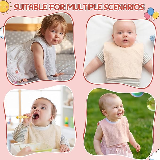Foaincore 6 Pcs Pullover Baby Bibs Cotton Terry Toddler Absorbent Infant for Feeding and Drooling Towel Bib (Normal Colors)