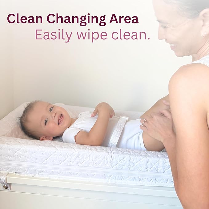 Baby Changing Pad for Dresser & Table | Straps, Waterproof, Zipped Contour Foam, Made in USA, Standard Size by Rumble Tuff